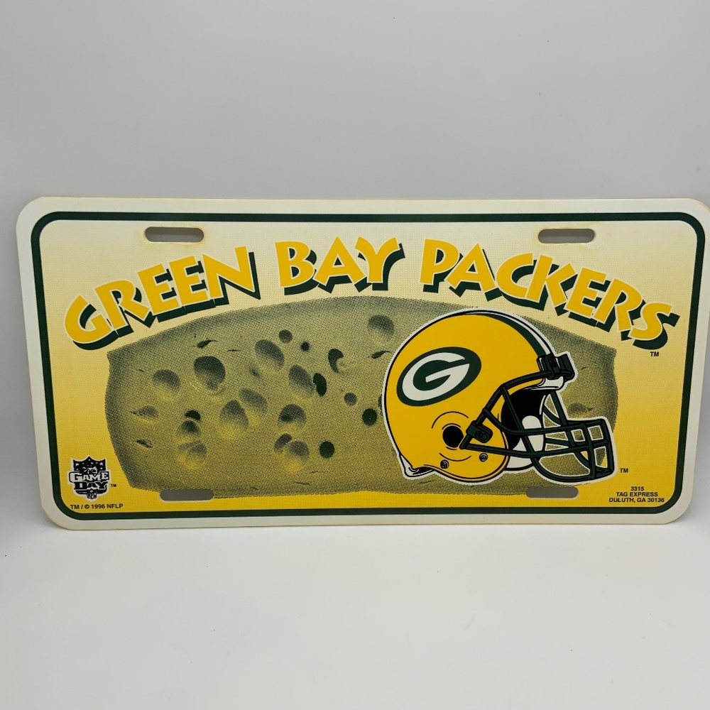 Vintage 1996 NFL Tag Express Green Bay Packers Plastic Decorative License Plate